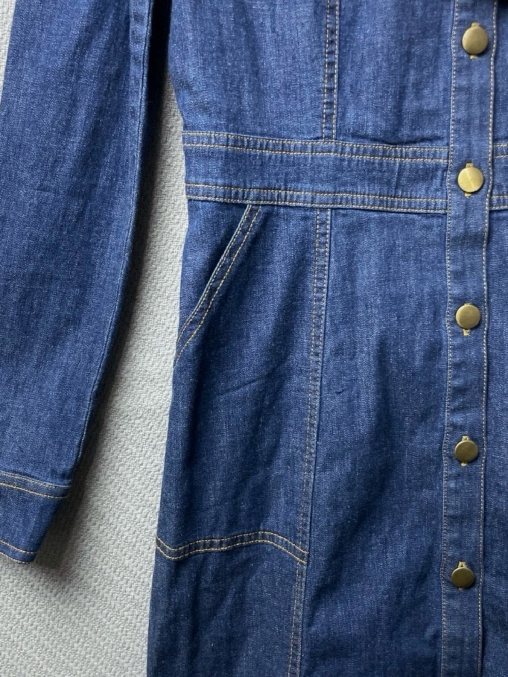 UNTUCKit Dark Blue Denim Button-Front Women’s Jean Dress - Picture 9 of 9